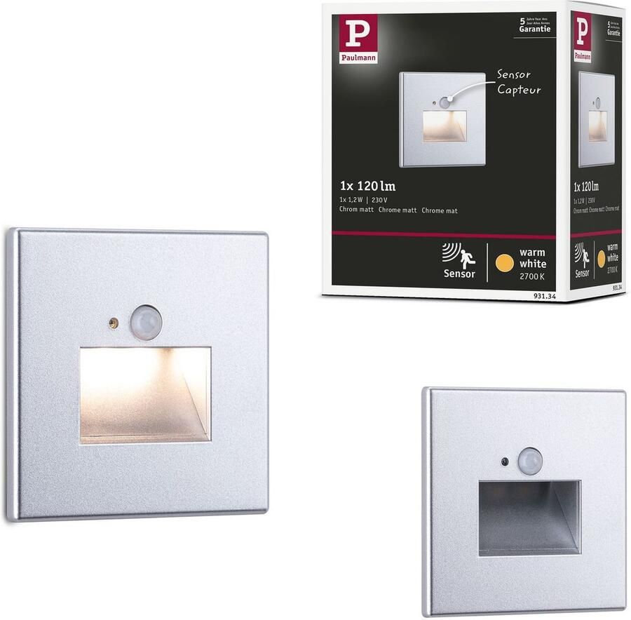 Paulmann Ledinbouwlamp LED wandinbouwlamp Edge Quadro 1 2W 25lm 230V 2700K (1 stuk)