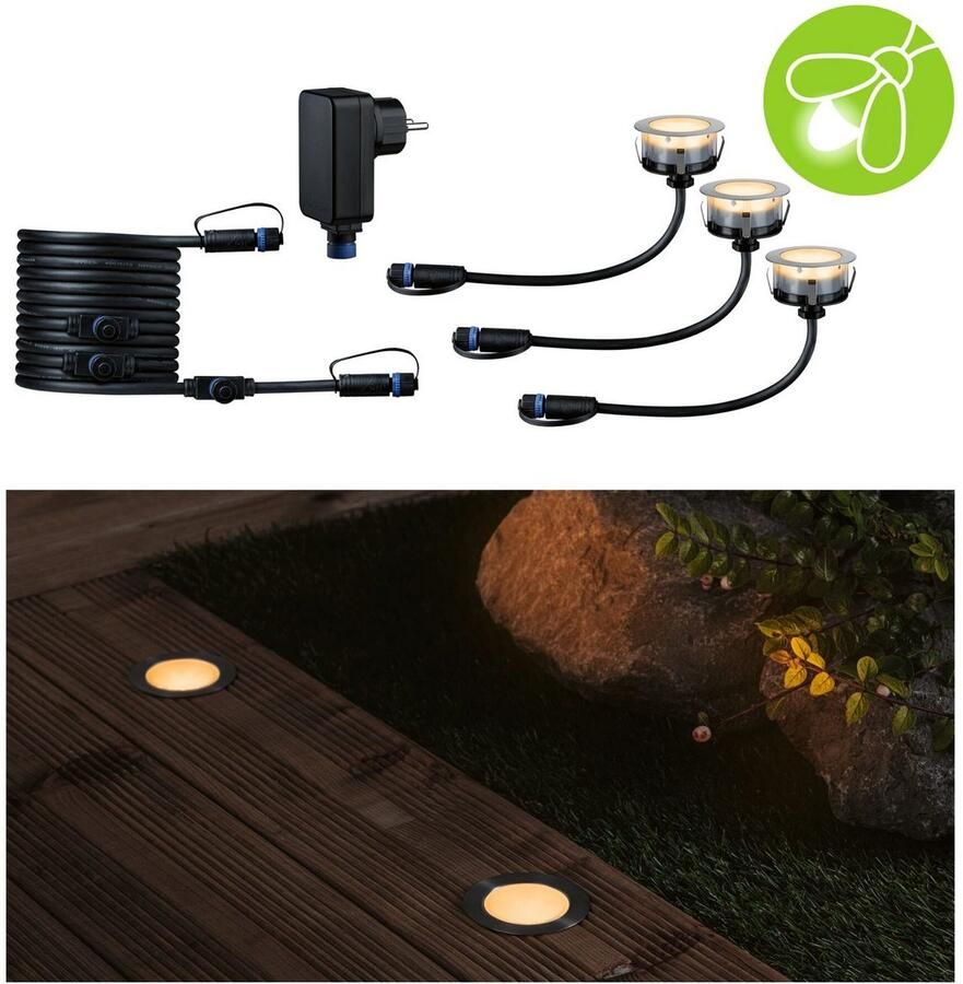 Paulmann Ledinbouwlamp Plug & Shine Vloer Basisset IP67 2200K 3x2W 21VA zilverkleur (3 stuks)