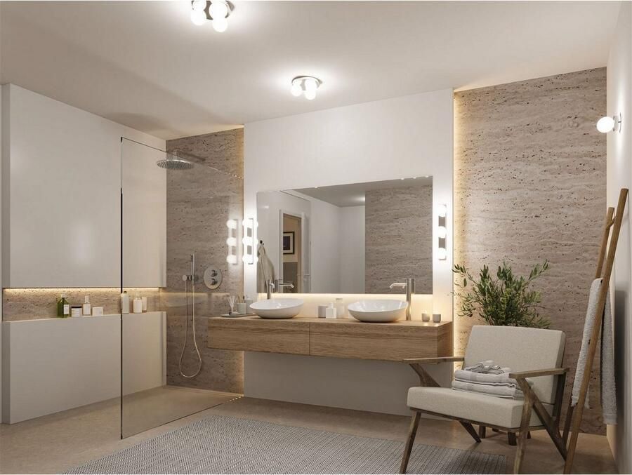 Paulmann Wandlamp Selection Bathroom Gove IP44 max. 3x20W Balken Glas Metaal (1 stuk) - Foto 3