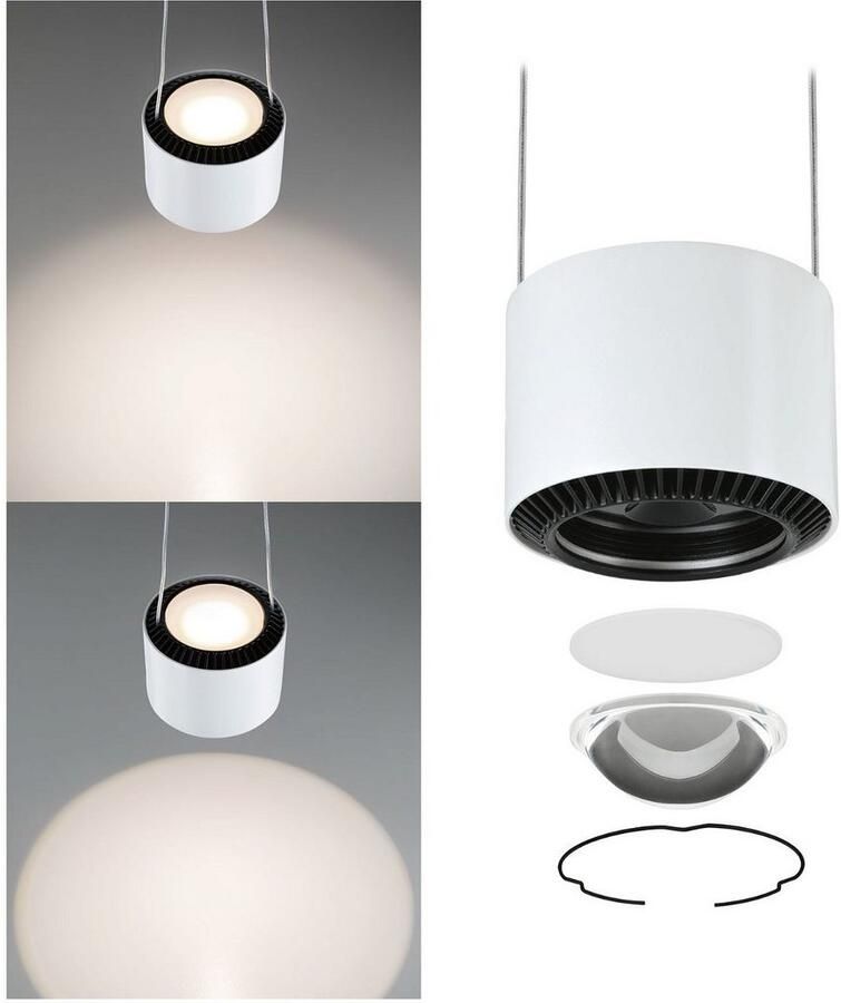 Paulmann Railsysteem-lampen URail Hanglamp Aldan 860lm 460lm 8 5W 2700K dimbaar 230V Wit (1-delig)