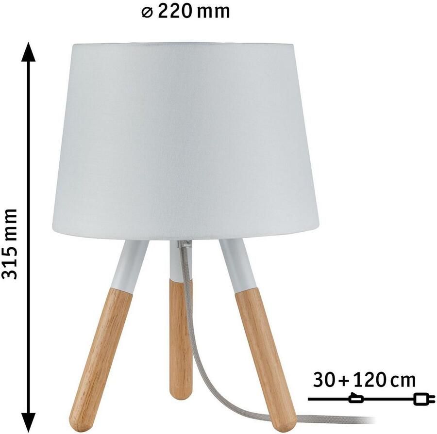 Paulmann Tafellamp Neordic Berit max.1x20W E27 Wit Hout 230V Stof Metaal (1 stuk) - Foto 2