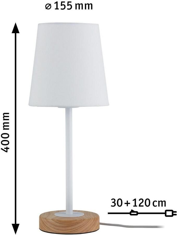 Paulmann Tafellamp Neordic Stellan max. 1x20W E27 Wit Hout 230V Stof Metaal (1 stuk) - Foto 3