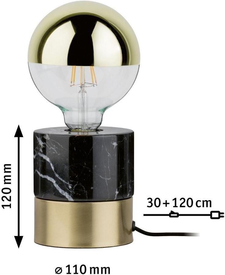 Paulmann Tafellamp Neordic Vala max1x20W E27 Geborsteld messing Zwart 230V Metaal Marmer (1 stuk) - Foto 2