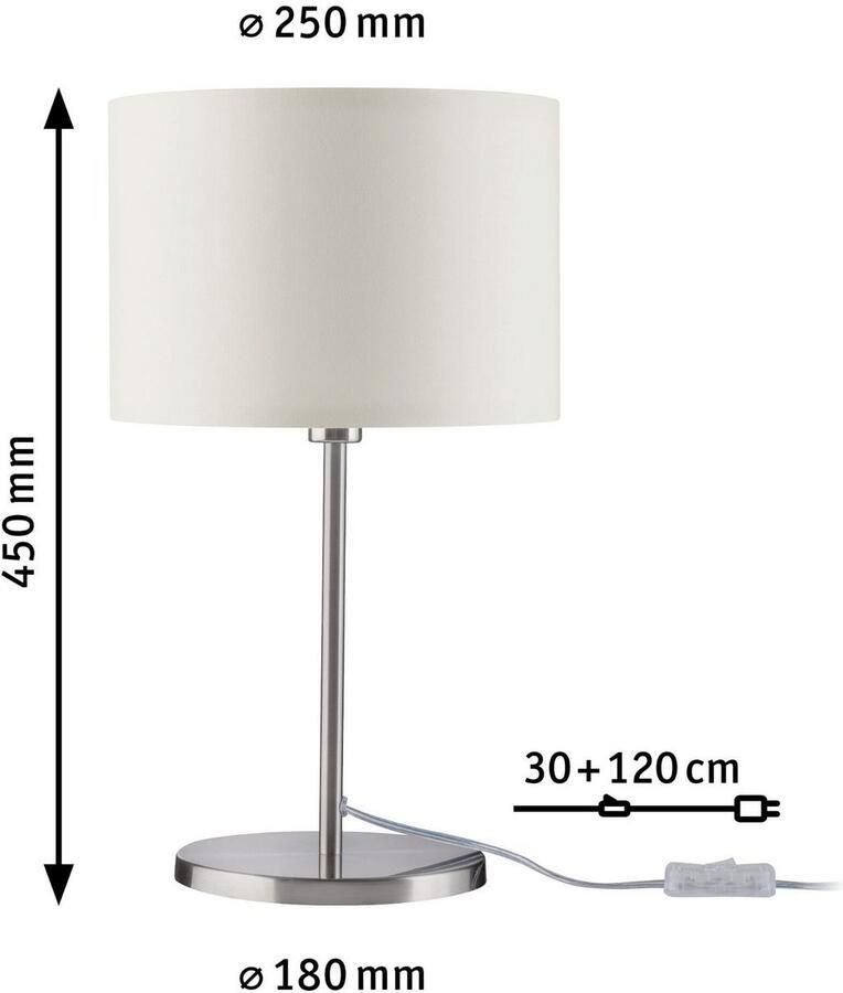 Paulmann Tafellamp Tessa max.1x40W E14 Crème Geborsteld ijzer 230V Metaal Stof (1 stuk) - Foto 2