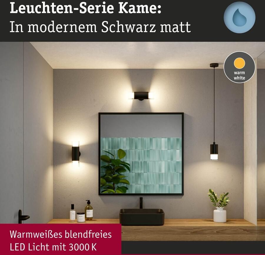 Paulmann Wandlamp Selection badkamer wand- plafondlamp Kame IP44 signal zwart 2 stuks (1 stuk) - Foto 2