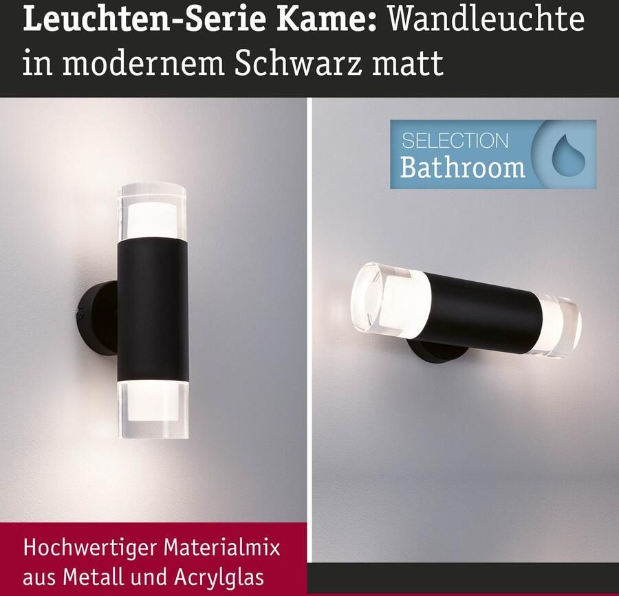 Paulmann Wandlamp Selection badkamer wand- plafondlamp Kame IP44 signal zwart 2 stuks (1 stuk) - Foto 3