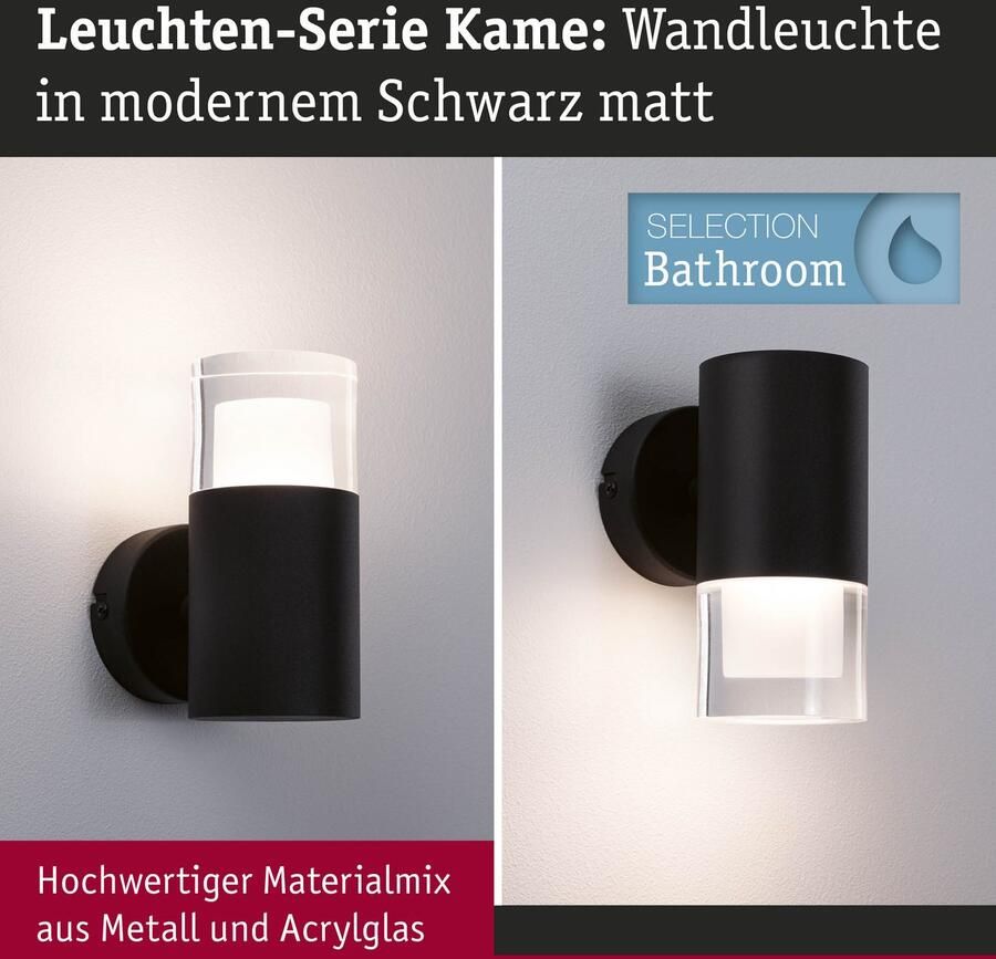 Paulmann Wandlamp Selection badkamer wand- plafondlamp Kame IP44 signal zwart (1 stuk) - Foto 3