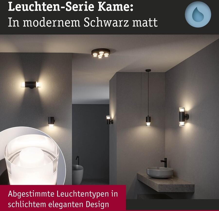 Paulmann Wandlamp Selection badkamer wand- plafondlamp Kame IP44 signal zwart (1 stuk) - Foto 4