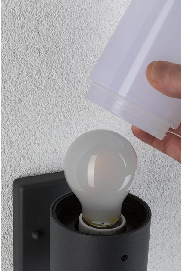 Paulmann Wandlamp voor buiten Tubs IP44 rond 105x130mm max. 15W 230V Grijs mat Metaal Kunststof (1 stuk) - Foto 5