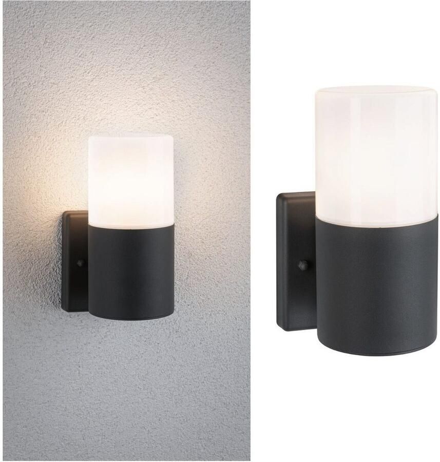 Paulmann Wandlamp voor buiten Tubs IP44 rond 105x123mm max. 15W 230V Grijs mat Metaal Kunststof (1 stuk)