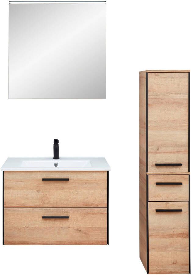 Saphir Badkamerserie Quickset 395 3-delig keramieken wastafel met led-spiegel Middel kast incl. deurdemper 2 deuren 3 lades badkamer set (5-delig) - Foto 12
