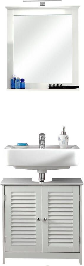 Saphir Badkamerserie Quickset 928 2-delig wastafelonderkast met led-spiegel Wastafel 60 cm breed 2 deuren wit glans knopgrepen bad-set (3-delig) - Foto 8