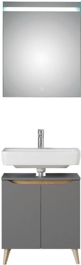 Saphir Badkamerserie Quickset 2-delig wastafelonderkast met led-spiegel Wastafel 60 cm breed inclusief deurdemper 2 deuren badset (2-delig) - Foto 11