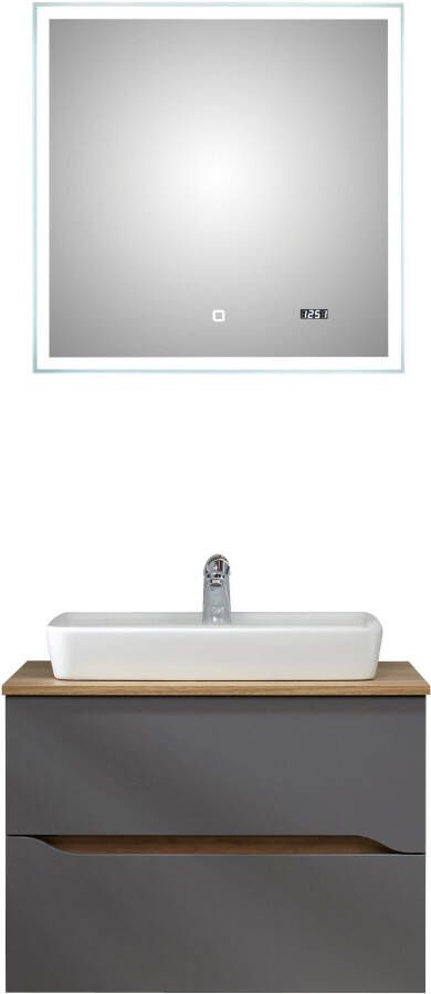 Saphir Badkamerserie Quickset 2-delig keramieken opzetwasbak met led-spiegel Wastafelmeubel 73 cm breed inclusief deurdemper 2 laden (4-delig) - Foto 11