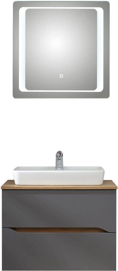 Saphir Badkamerserie Quickset 2-delig keramieken opzetwasbak met led-spiegel Wastafelmeubel 73 cm breed inclusief deurdemper 2 laden (4-delig) - Foto 10