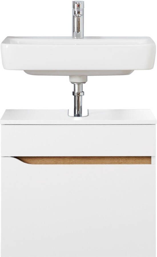 Saphir Wastafelonderkast Quickset onderkast 60 cm breed 1 lade Wastafelonderkast met sifonuitsparing zonder wasbak greeploos - Foto 2