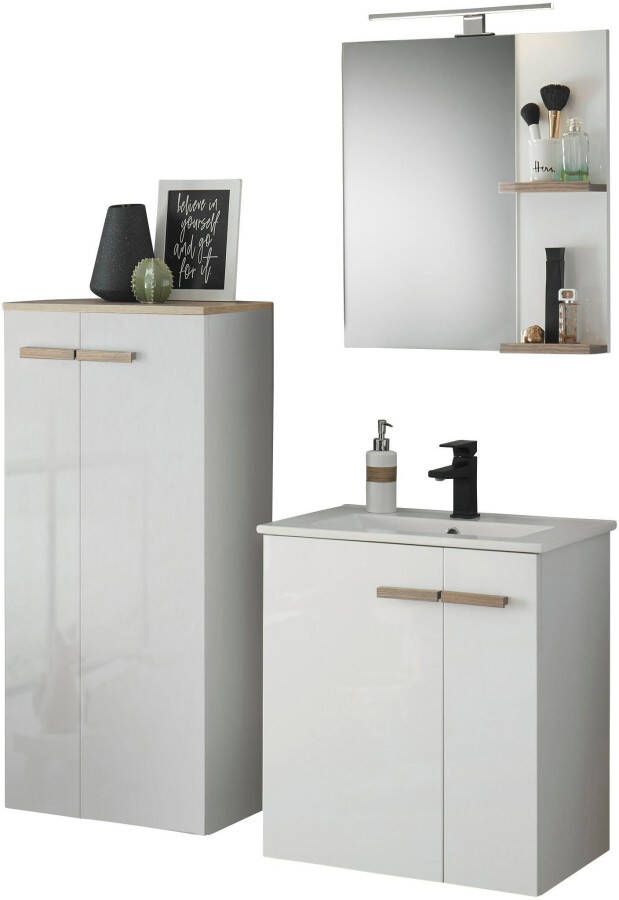 Places of Style Badkamerserie Solid Totale breedte 130 cm wastafelonderkast met inbouw-wasbak halfhoge kast (3-delig)