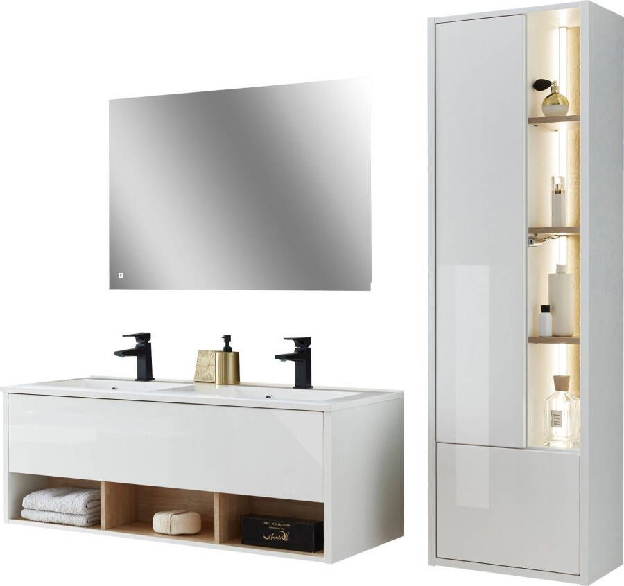 Places of Style Badkamerserie Studio Line bad in modern ontwerp 3-delig badkamer Kast wastafel en spiegel in twee kleuren beschikbaar opbergruimte (3-delig) - Foto 19