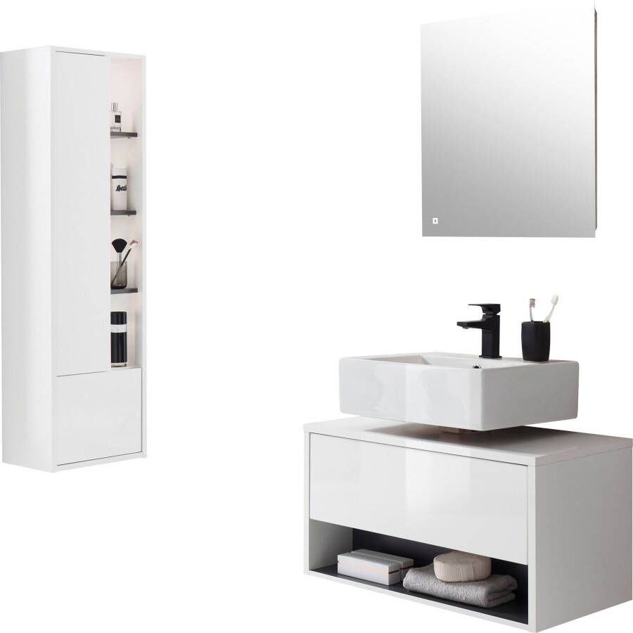 Places of Style Badkamerserie Studio Line bad in modern ontwerp 3-delig badkamer Kast onderkast en spiegel in twee kleuren beschikbaar opbergruimte (3-delig) - Foto 15