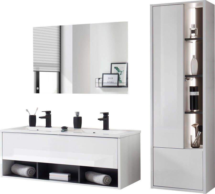 Places of Style Badkamerserie Studio Line bad in modern ontwerp 3-delig badkamer Kast wastafel en spiegel in twee kleuren beschikbaar opbergruimte (3-delig) - Foto 18