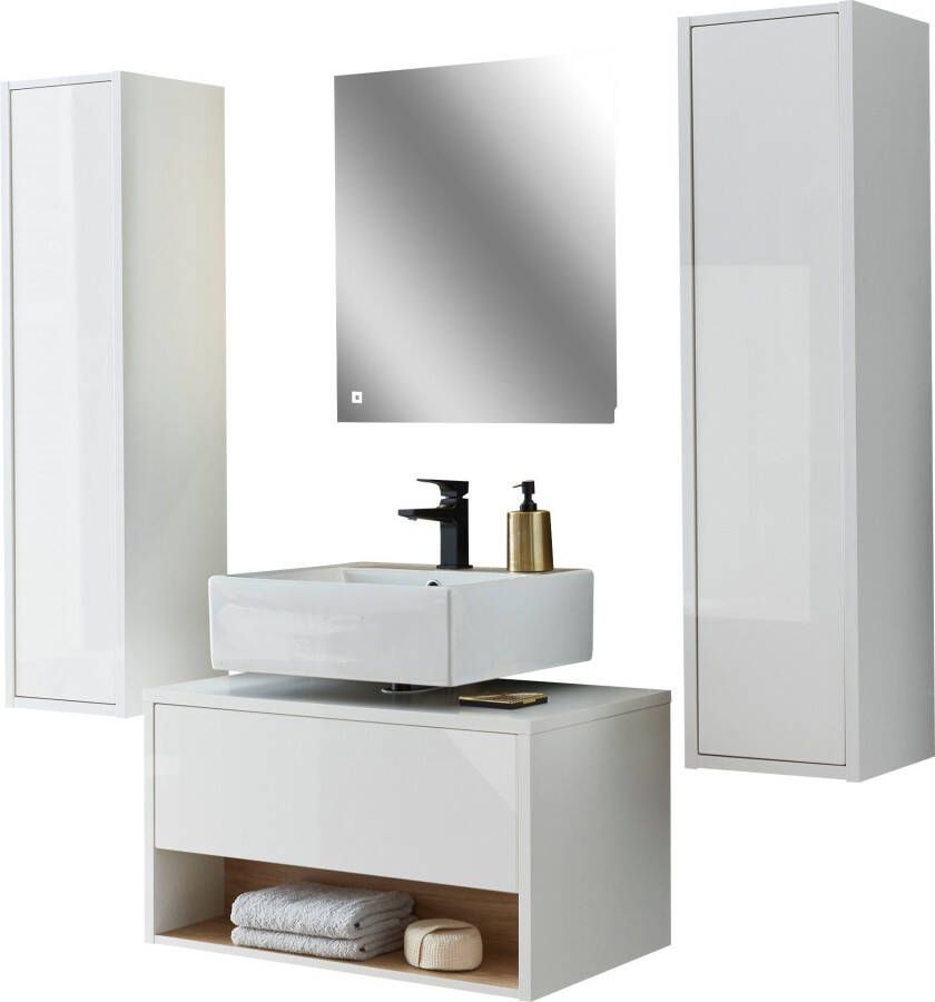 Places of Style Badkamerserie Studio Line bad in modern ontwerp 4-delig badkamer Kast onderkast en spiegel in twee kleuren beschikbaar opbergruimte (4-delig) - Foto 17