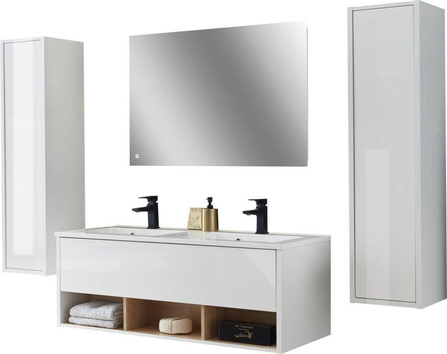 Places of Style Badkamerserie Studio Line bad in modern ontwerp 4-delig badkamer Kast wastafel en spiegel in twee kleuren beschikbaar opbergruimte (4-delig) - Foto 18