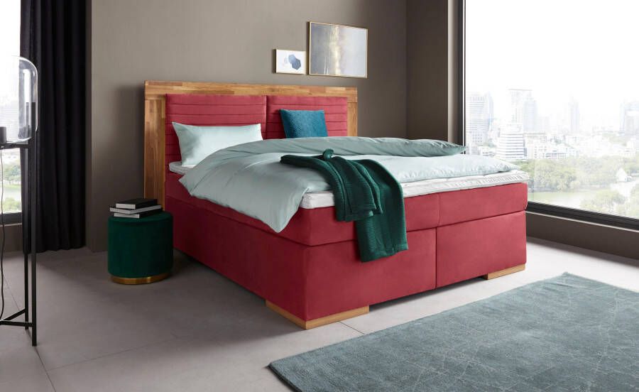 Places of Style Boxspring Cup met ledverlichting massief houten lijst en topmatras in 2 hardheden - Foto 6