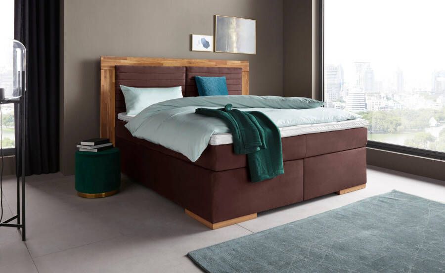 Places of Style Boxspring Cup met massief houten frame met topmatras in 2 hardheden in 3 breedten