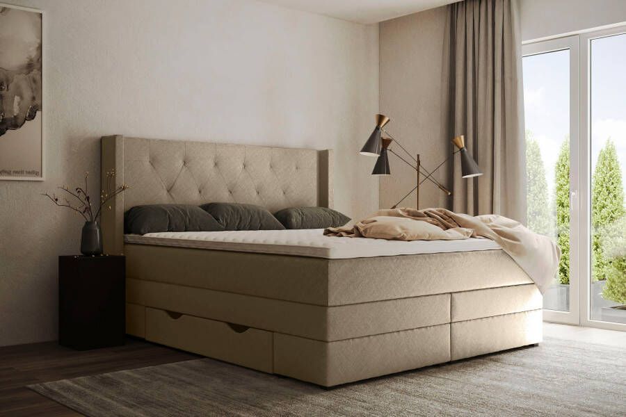 Places of Style Boxspring Elegance met mooie capitonnage in de hardheden h2 & h3 inclusief laden - Foto 9