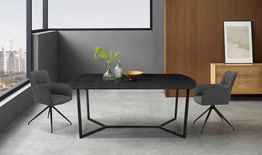 Places of Style Eettafel Gallina met onderstel van metaal zwart tafelblad in hout-look hoogte 76 cm (1 stuk) - Foto 1