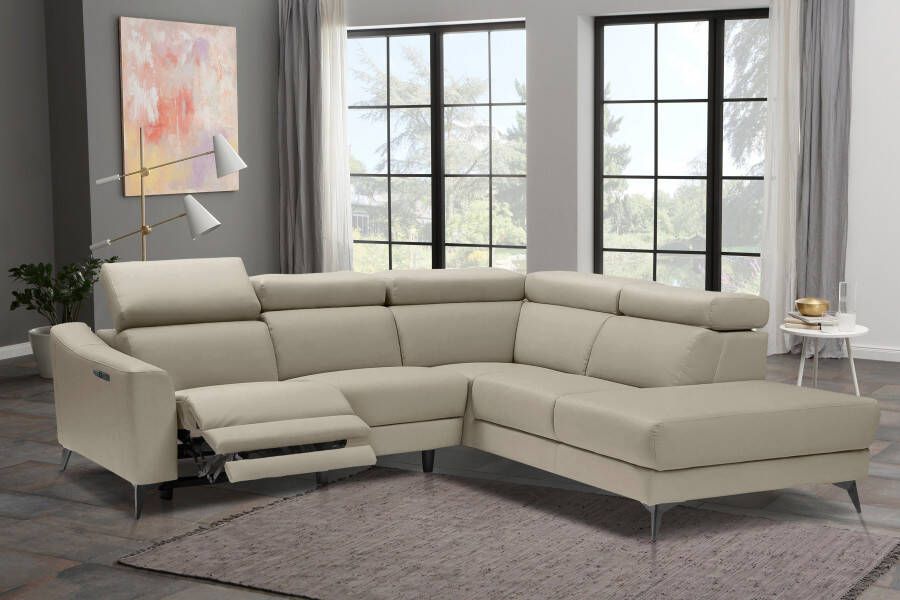 Places of Style Hoekbank Valerio met 1 elektrische relaxfunctie en usb-aansluiting