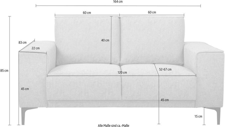 Places of Style 2-zitsbank Compact bank Oland structuur platweefsel luxe microvezel bouclé - Foto 3
