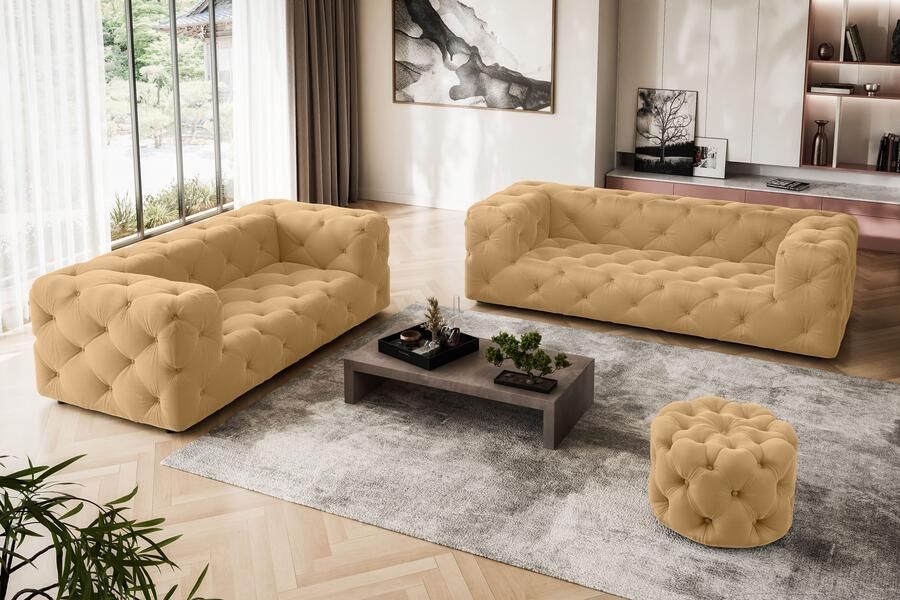 Places of Style 2-zitsbank FOLLINA 2-zits bank met klassieke chesterfield knoopverwerking