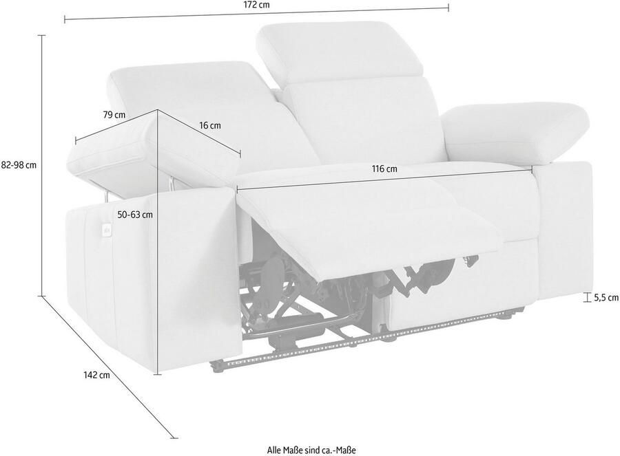 Places of Style 2-zitsbank Kilado met relaxfunctie verstelbare armleuning verstelbare hoofdsteun - Foto 5