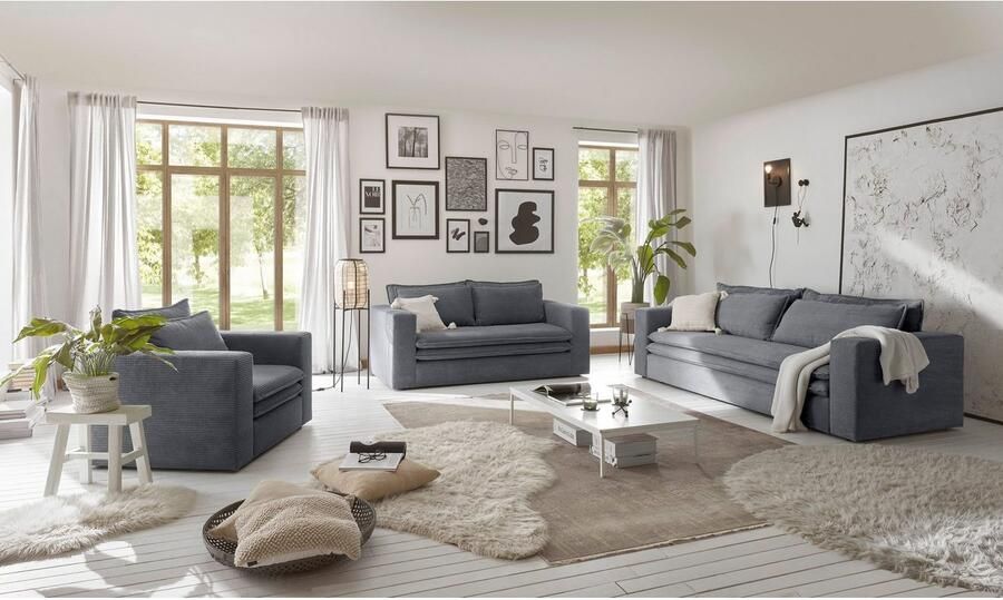 Home affaire 2-zitsbank PIAGGE Hoogwaardige cord met zachte veloursstructuur - Foto 6