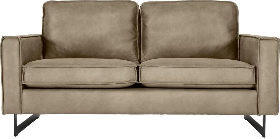 Places of Style 2-zitsbank Pinto 166 cm cord chenille leerlook met keder zwarte metalen voeten golfondersteuning - Foto 6