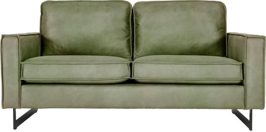 Places of Style 2-zitsbank Pinto 166 cm cord chenille leerlook met keder zwarte metalen voeten golfondersteuning - Foto 5