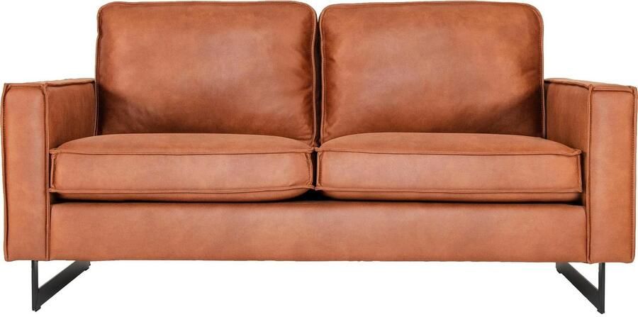 Places of Style 2-zitsbank Pinto 166 cm cord chenille leerlook met keder zwarte metalen voeten golfondersteuning - Foto 10