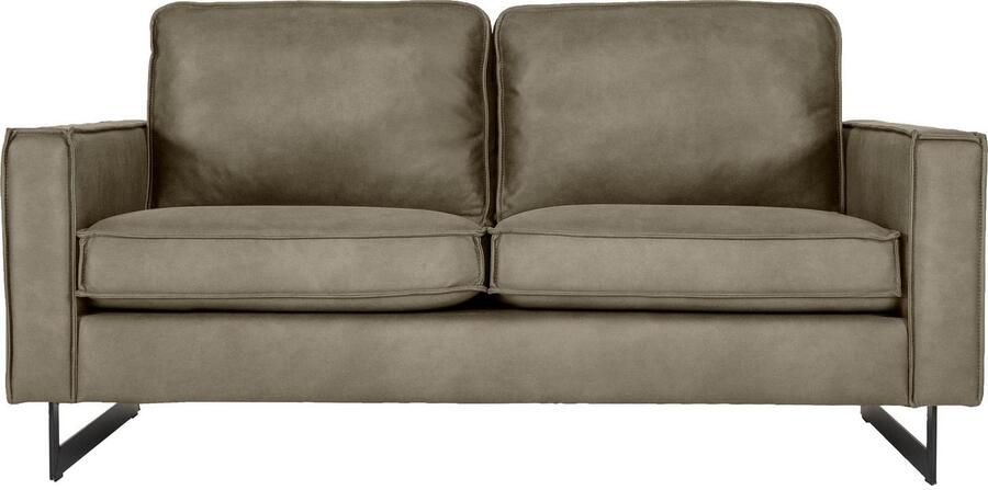 Places of Style 2-zitsbank Pinto 166 cm cord chenille leerlook met keder zwarte metalen voeten golfondersteuning - Foto 6