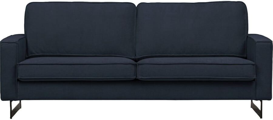 Places of Style 3-zitsbank Pinto 206 cm cord chenille leerlook met keder zwarte metalen voeten golfondersteuning
