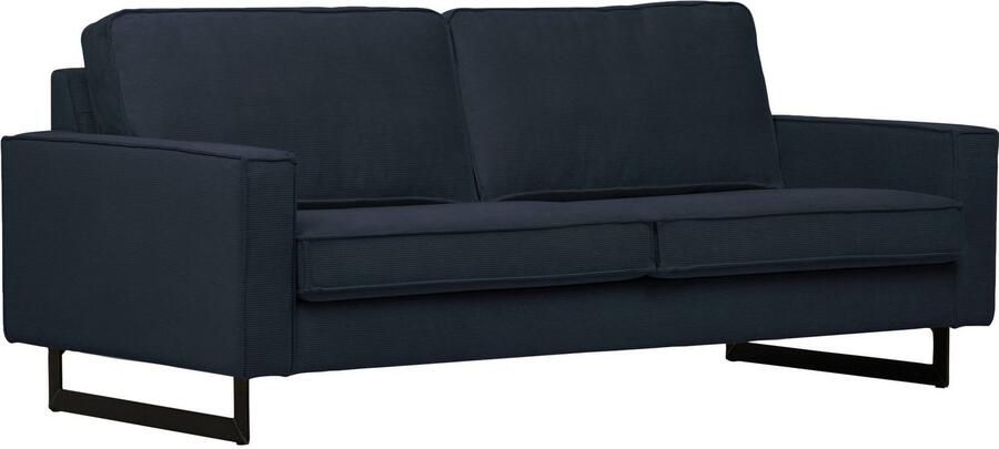 Places of Style 2-zitsbank Pinto 166 cm cord chenille leerlook met keder zwarte metalen voeten golfondersteuning - Foto 6