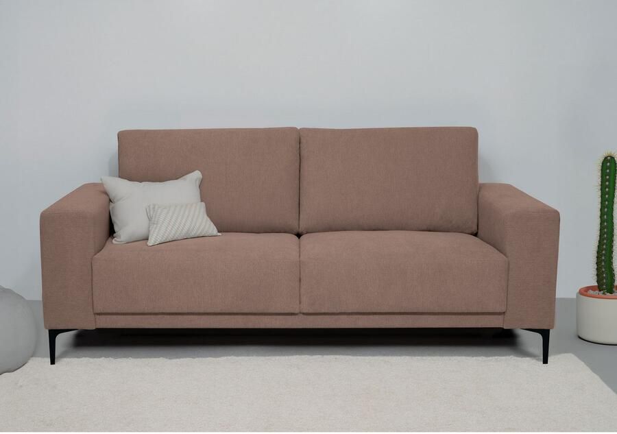 Places of Style 2-zitsbank Xander Breedte 164 cm weefstof softtouch chenille zwarte metalen poten - Foto 2