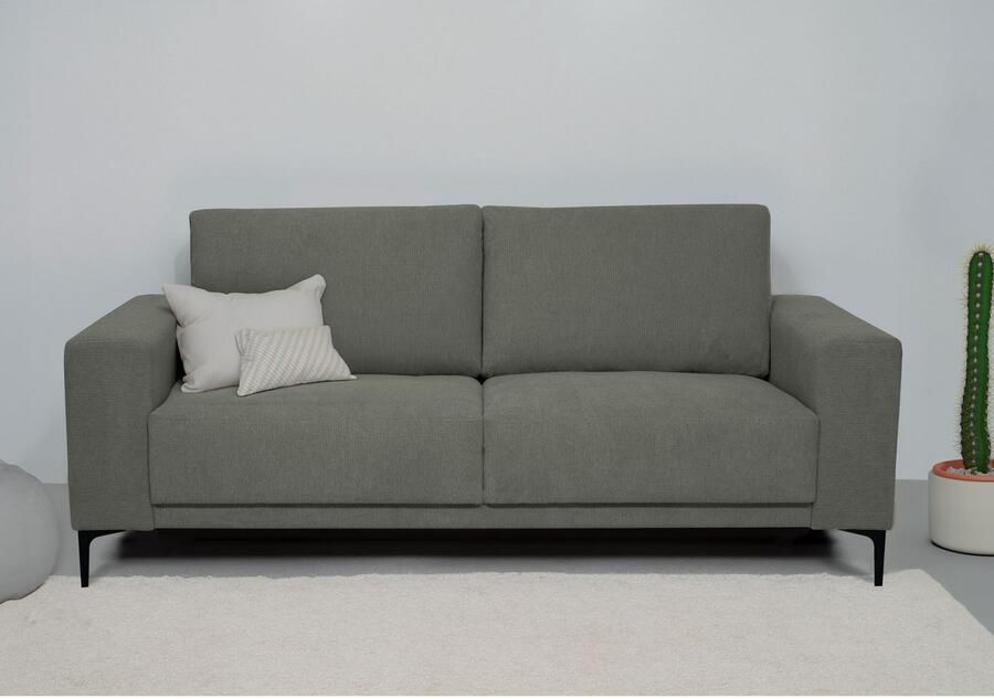 Places of Style 2-zitsbank Xander Breedte 164 cm weefstof softtouch chenille zwarte metalen poten - Foto 2