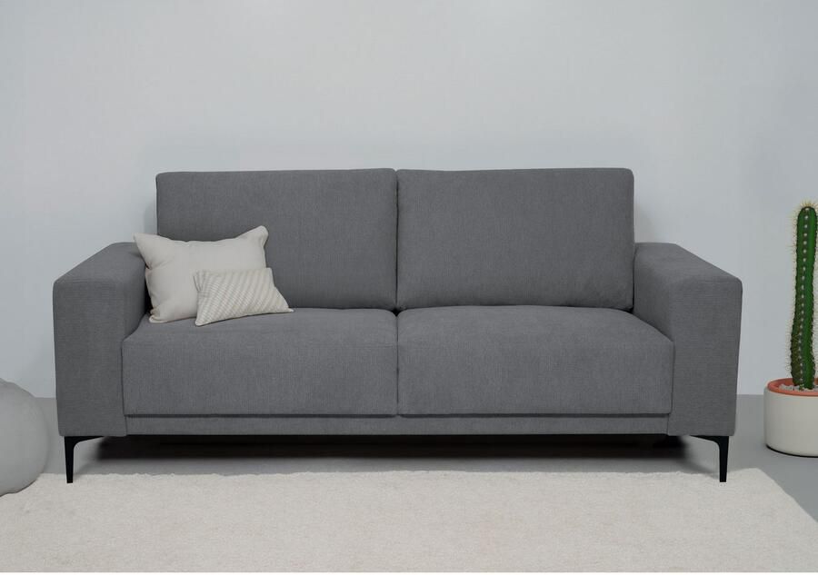 Places of Style 2-zitsbank Xander Breedte 164 cm weefstof softtouch chenille zwarte metalen poten - Foto 2