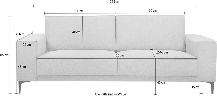 Places of Style 3-zitsbank 3-zits bank Oland structuur platweefsel luxe microvezel bouclé - Foto 2