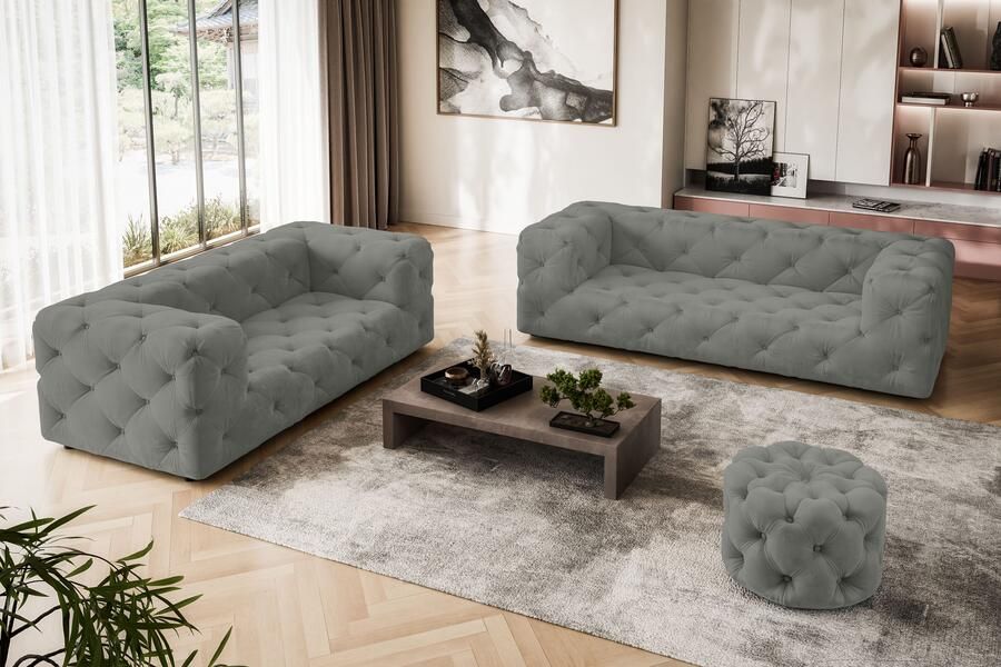Places of Style 2-zitsbank FOLLINA 2-zits bank met klassieke chesterfield knoopverwerking