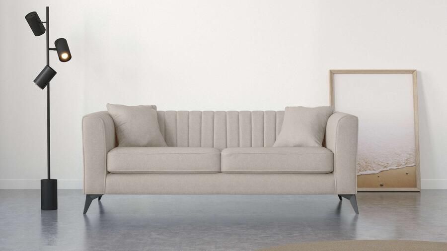 Places of Style 3-zitsbank MATTHEW elegant designsofa afmetingen B D H: 201 86 74 cm fijne stiksels in het ruggebied losse zitkussens inclusief sierkussens - Foto 6
