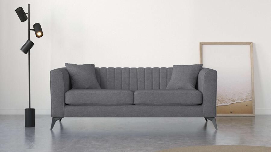 Places of Style 3-zitsbank MATTHEW elegant designsofa afmetingen B D H: 201 86 74 cm fijne stiksels in het ruggebied losse zitkussens inclusief sierkussens - Foto 4