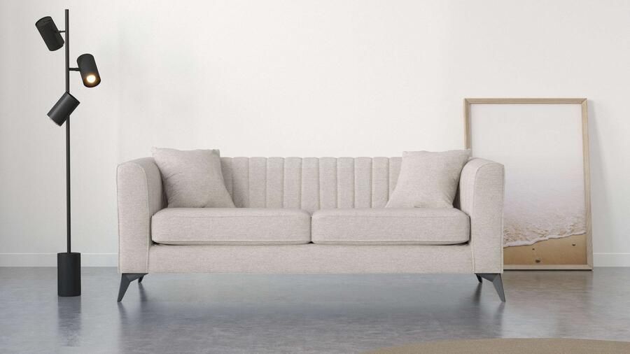 Places of Style 3-zitsbank MATTHEW elegant designsofa afmetingen B D H: 201 86 74 cm fijne stiksels in het ruggebied losse zitkussens inclusief sierkussens - Foto 6