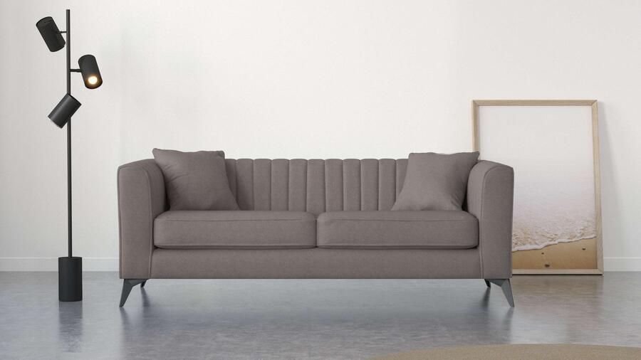 Places of Style 3-zitsbank MATTHEW elegant designsofa afmetingen B D H: 201 86 74 cm fijne stiksels in het ruggebied losse zitkussens inclusief sierkussens - Foto 3